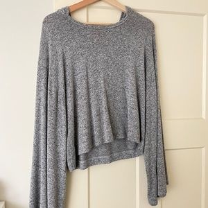 Cropped Soft Gray Hoodie
